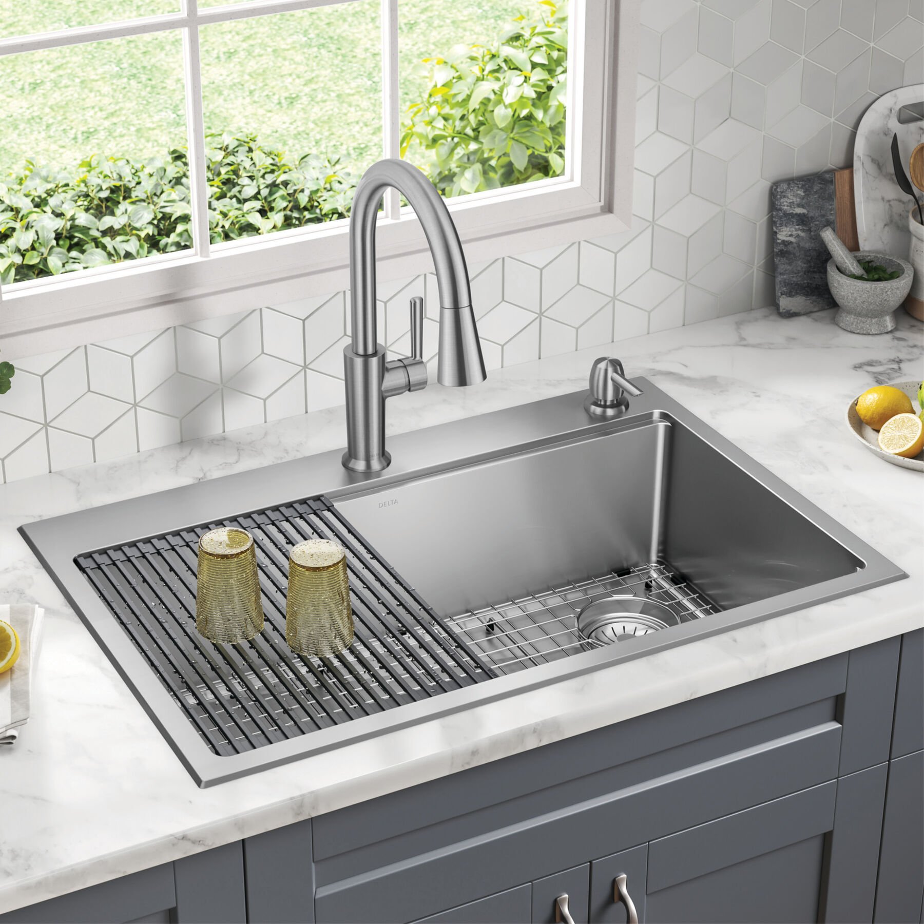 33&rdquo; Stainless Steel Workstation Kitchen Sink Drop-In Undermount Single Bowl with WorkFlow&trade; Ledge and Accessories